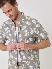 Threadbare Green Button Down Collar Short Sleeve Shirt - Image 1 of 5