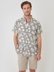 Threadbare Green Button Down Collar Short Sleeve Shirt - Image 4 of 5