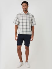 Threadbare Cream Check Boxy Fit Short Sleeve Shirt - Image 3 of 4
