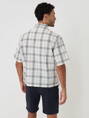 Threadbare Cream Check Boxy Fit Short Sleeve Shirt - Image 4 of 4