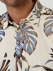 Threadbare Cream Leaf Print Short Sleeve Shirt - Image 5 of 5