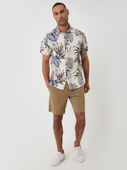 Threadbare Cream Leaf Print Short Sleeve Shirt - Image 6 of 7