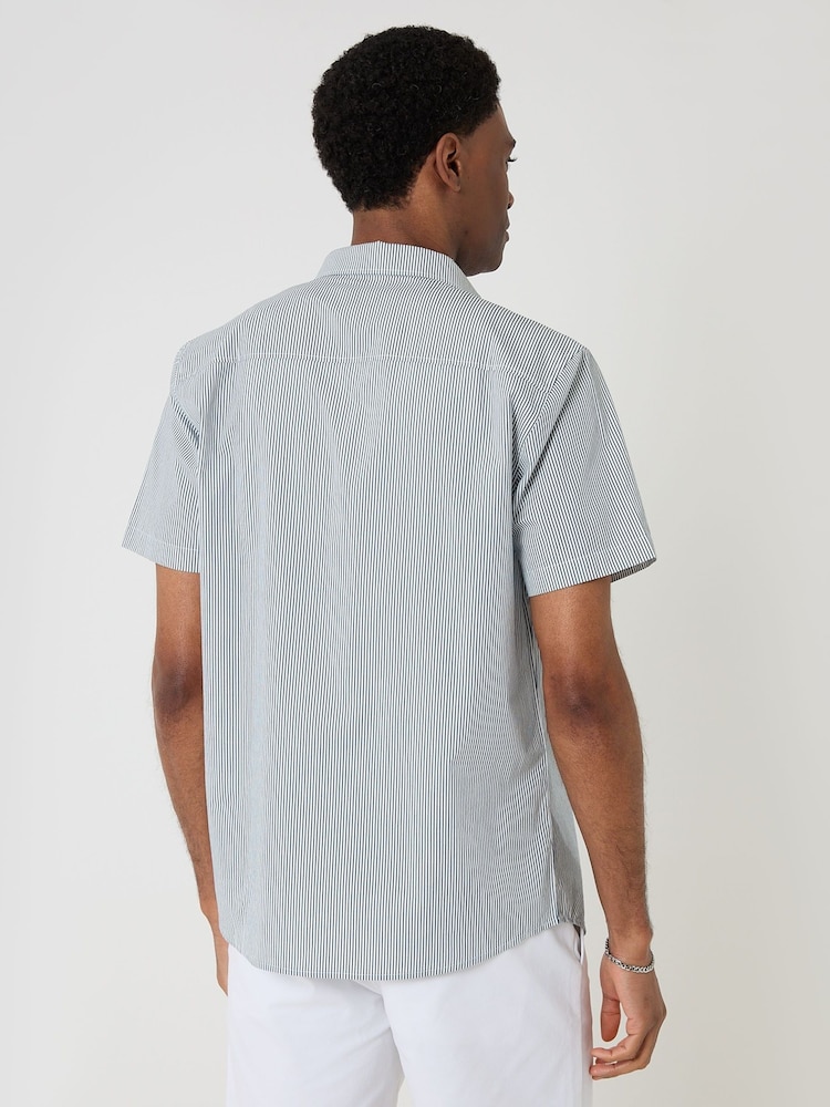 Threadbare Blue Stripe Short Sleeve Shirt - Image 2 of 5