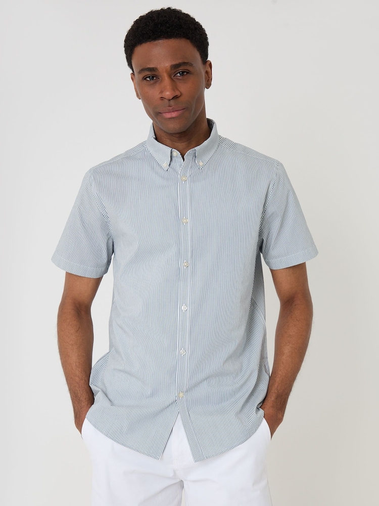Threadbare Blue Stripe Short Sleeve Shirt - Image 5 of 5