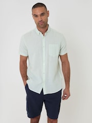 Threadbare Green Short Sleeve Linen Blend Shirt - Image 2 of 5