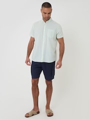 Threadbare Green Short Sleeve Linen Blend Shirt - Image 4 of 5