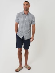 Threadbare Blue Geometric Print Short Sleeve Shirt - Image 4 of 4