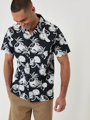 Threadbare Black Citrus Print Short Sleeve Shirt - Image 1 of 4