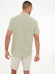 Threadbare Mint Green Short Sleeve Linen Blend Shirt - Image 6 of 8