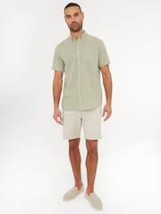 Threadbare Mint Green Short Sleeve Linen Blend Shirt - Image 7 of 8