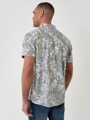 Threadbare Green Floral Print Short Sleeve Shirt - Image 2 of 4