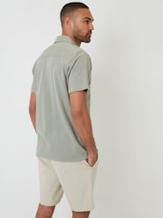Threadbare Green Pique Revere Collar Short Sleeve Shirt - Image 3 of 4