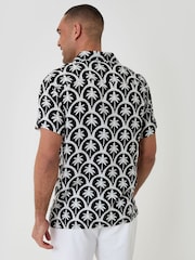 Threadbare Black Palm Tree Print Short Sleeve Shirt - Image 2 of 4