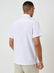 Threadbare White Linen Cotton Blend Short Sleeve Shirt - Image 2 of 5