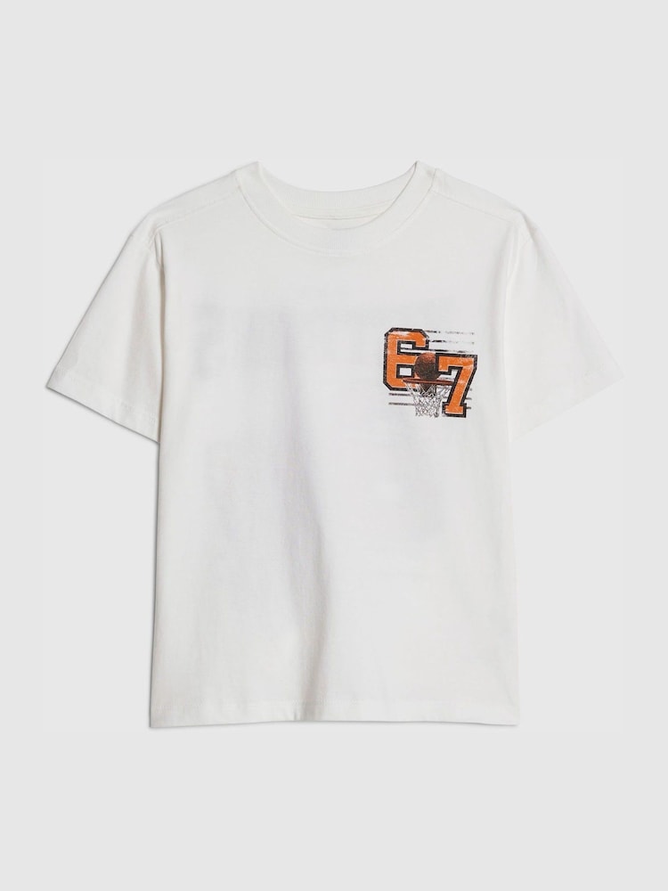 River Island White Regular Fit 67 Basketball T-Shirt - Image 2 of 4