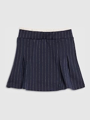 River Island Blue Pinstripe Pleated Skirt - Image 1 of 4
