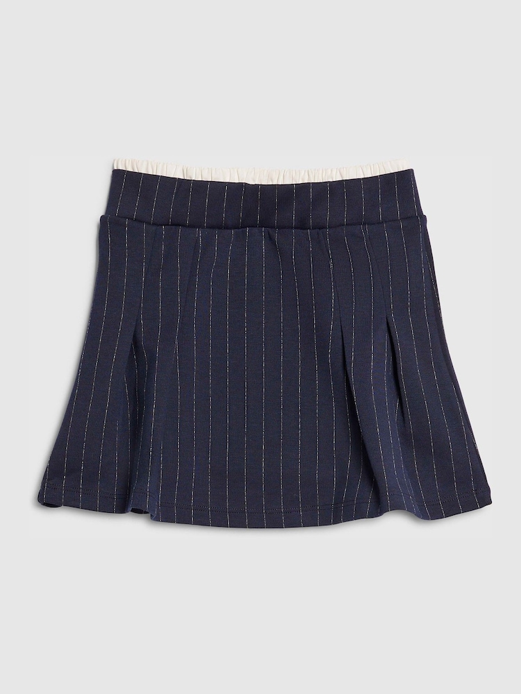 River Island Blue Pinstripe Pleated Skirt - Image 1 of 4