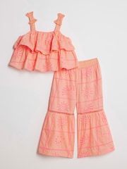 River Island Pink Broderie Frill Top & KickFlare Set - Image 1 of 5