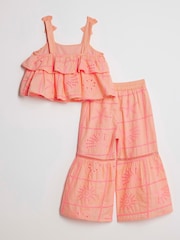 River Island Pink Broderie Frill Top & KickFlare Set - Image 2 of 5