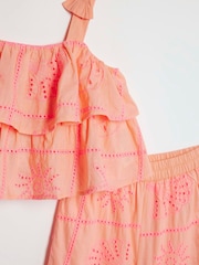 River Island Pink Broderie Frill Top & KickFlare Set - Image 4 of 5