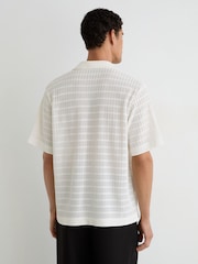Reiss Off White Sid Chevron-Crochet Cuban-Collar Shirt - Image 5 of 6