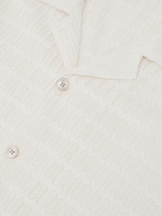 Reiss Off White Sid Chevron-Crochet Cuban-Collar Shirt - Image 6 of 6