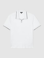 Reiss White Nico Air-Water Cotton Tipped Polo Shirt - Image 2 of 6