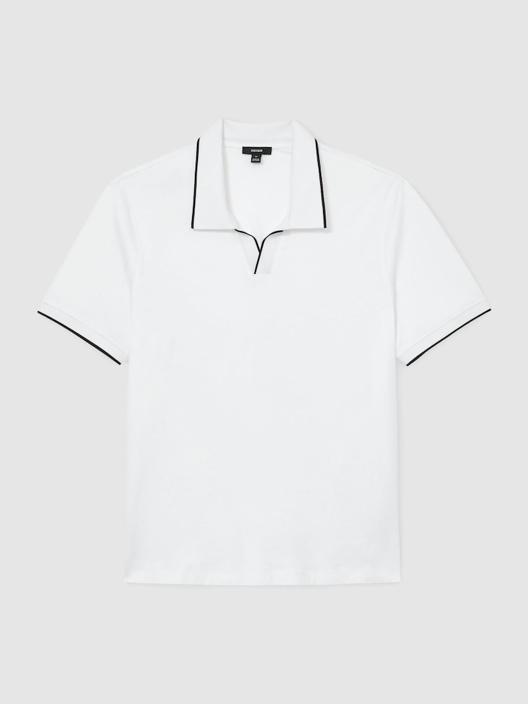 Reiss White Nico Air-Water Cotton Tipped Polo Shirt - Image 2 of 6