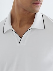 Reiss White Nico Air-Water Cotton Tipped Polo Shirt - Image 3 of 6