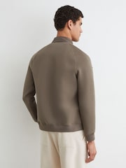 Reiss Taupe Brown Connor Hybrid Quilted Interlock Flap-Pocket Jacket - Image 4 of 6