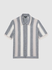 Reiss Dale Stitch-Detail Stripe Knitted Shirt with Cotton - Billede 2 af 7
