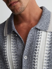 Reiss Dale Stitch-Detail Stripe Knitted Shirt with Cotton - Billede 4 af 7