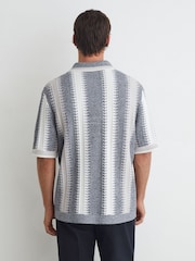 Reiss Dale Stitch-Detail Stripe Knitted Shirt with Cotton - Billede 6 af 7