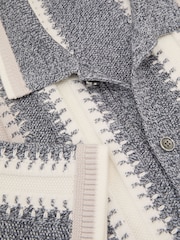 Reiss Dale Stitch-Detail Stripe Knitted Shirt with Cotton - Billede 7 af 7