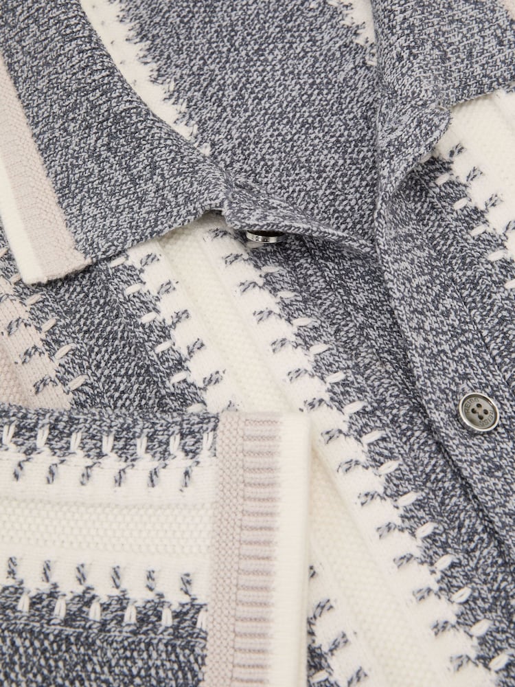 Reiss Dale Stitch-Detail Stripe Knitted Shirt with Cotton - Billede 7 af 7 Reiss Dale Stitch-Detail Stripe Knitted Shirt with Cotton - Billede 7 af 7