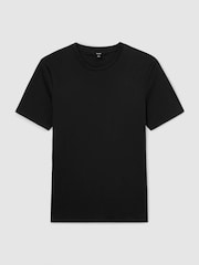 Reiss Black Brad Air-Water Cotton Muscle-Fit T-Shirt - Image 2 of 7