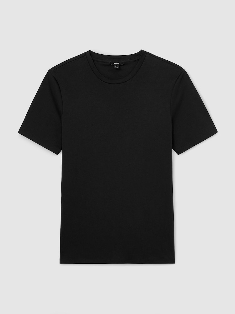 Reiss Black Brad Air-Water Cotton Muscle-Fit T-Shirt - Image 2 of 7 Reiss Black Brad Air-Water Cotton Muscle-Fit T-Shirt - Image 2 of 7
