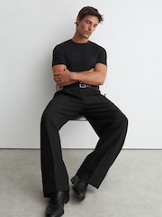 Reiss Black Brad Air-Water Cotton Muscle-Fit T-Shirt - Image 6 of 7