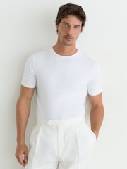 Reiss White Brad Air-Water Cotton Muscle-Fit T-Shirt - Image 1 of 6