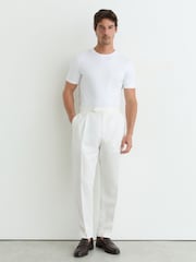 Reiss White Brad Air-Water Cotton Muscle-Fit T-Shirt - Image 4 of 6