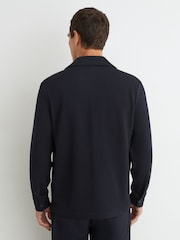 Reiss Navy Vento Textured Twin-Pocket Regular-Fit Shirt - Image 4 of 6