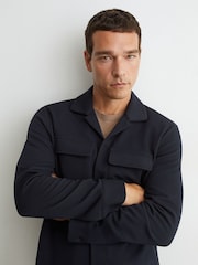 Reiss Navy Vento Textured Twin-Pocket Regular-Fit Shirt - Image 5 of 6