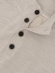 Reiss Stone Mouline Farnham Merino Wool Half-Button Funnel Jumper - Image 7 of 7