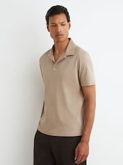 Reiss Sand Earl Air-Water Cotton Polo Shirt - Image 3 of 5
