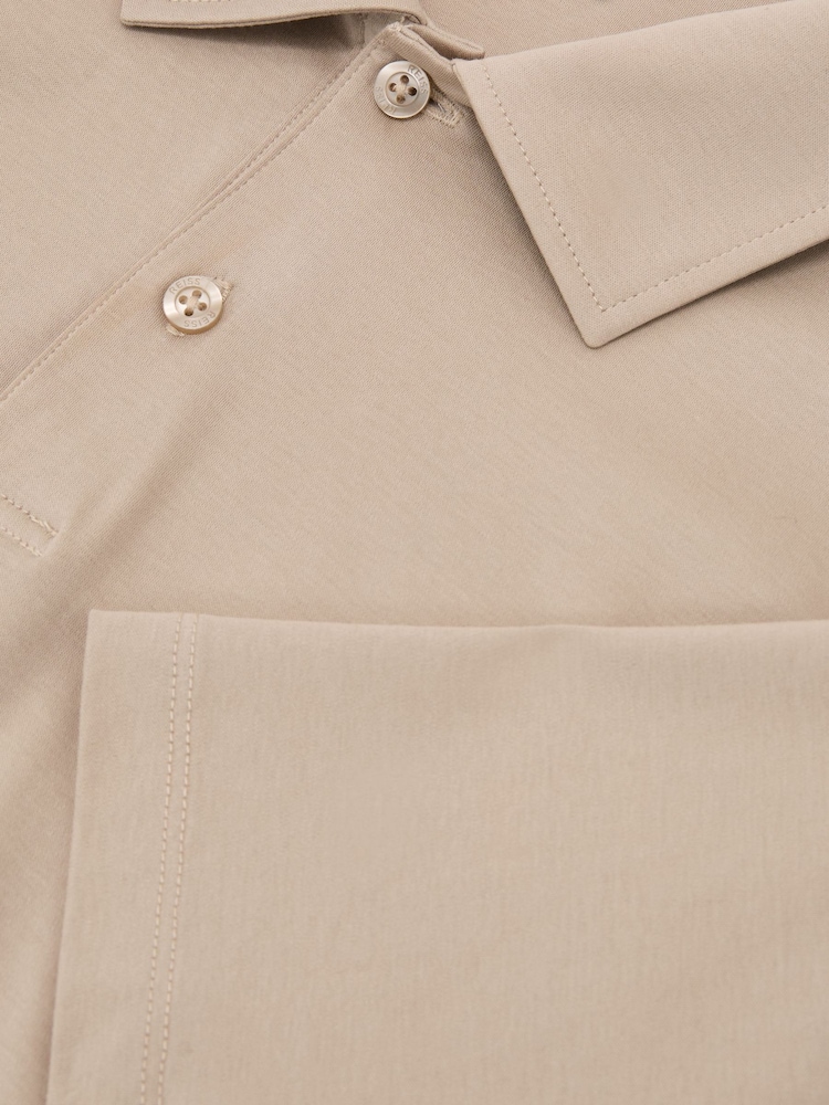 Reiss Sand Earl Air-Water Cotton Polo Shirt - Image 5 of 5 Reiss Sand Earl Air-Water Cotton Polo Shirt - Image 5 of 5