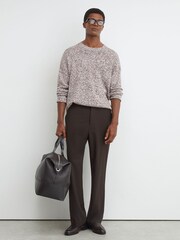 Reiss White/Camel Norwood Cotton-Blend Marled Relaxed Jumper - Image 1 of 6