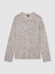 Reiss White/Camel Norwood Cotton-Blend Marled Relaxed Jumper - Image 2 of 6