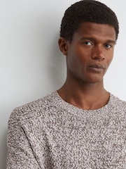 Reiss White/Camel Norwood Cotton-Blend Marled Relaxed Jumper - Image 3 of 6