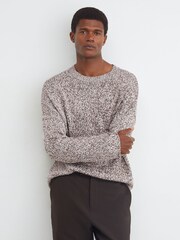 Reiss White/Camel Norwood Cotton-Blend Marled Relaxed Jumper - Image 4 of 6