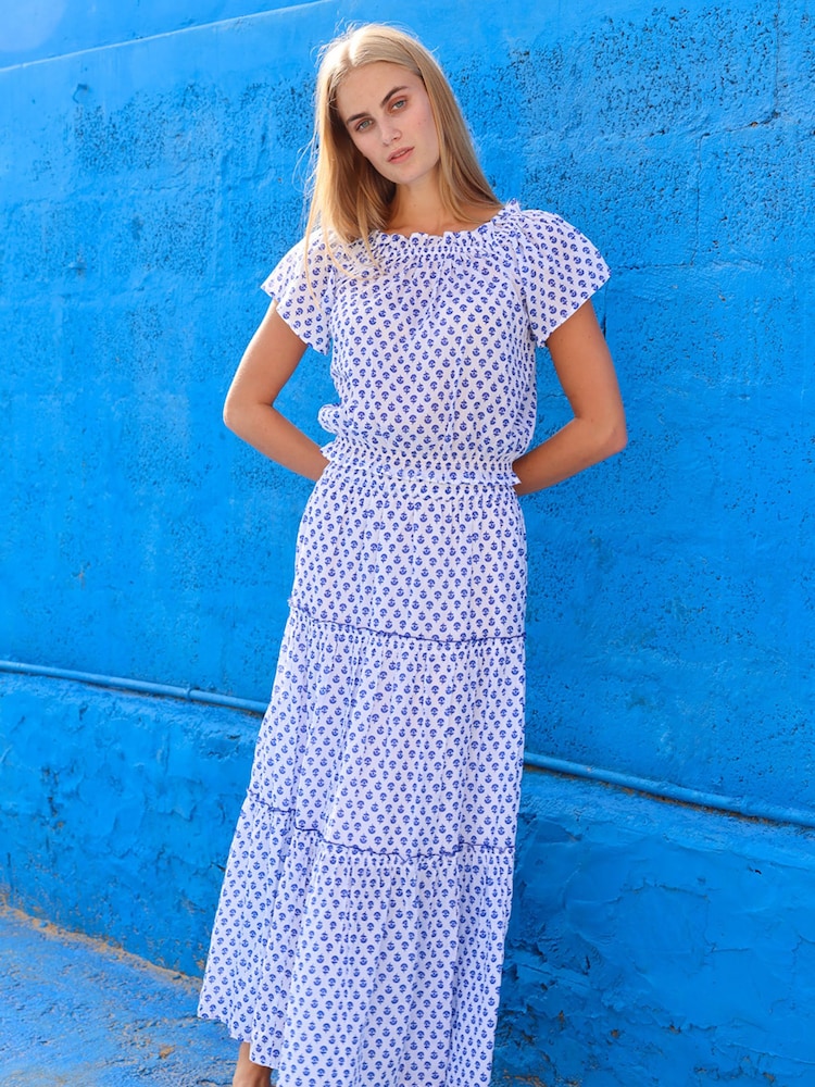 Aspiga Blue Bea Printed Cotton Skirt - Image 4 of 4 Aspiga Blue Bea Printed Cotton Skirt - Image 4 of 4